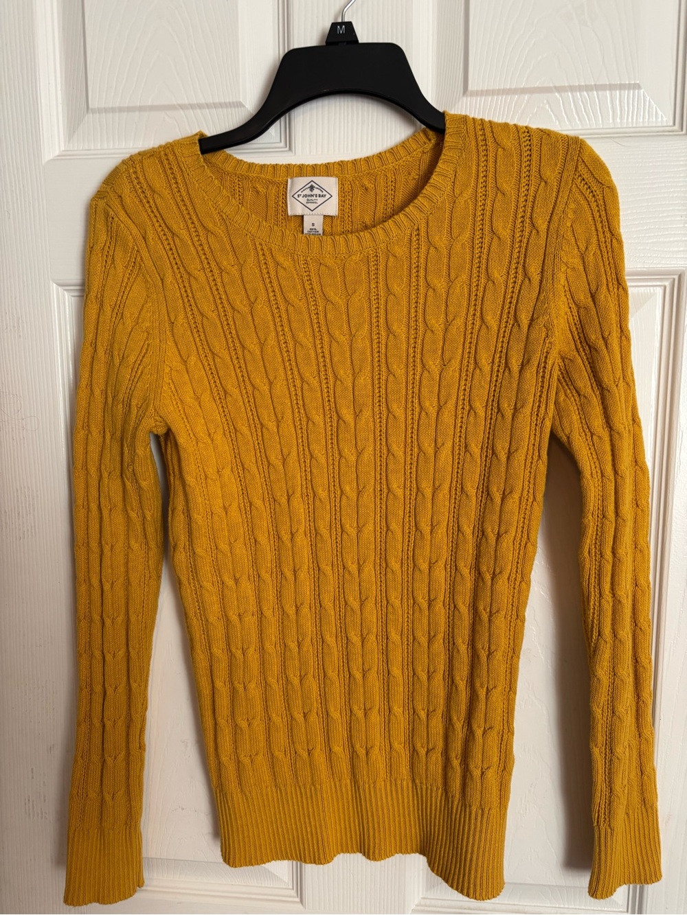 St. John's Bay Mustard Cable-Knit Crewneck Sweater